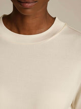 [Beige] SilkSilky-DK Half Sleeve Crew Neck T-shirt til kvinder 004