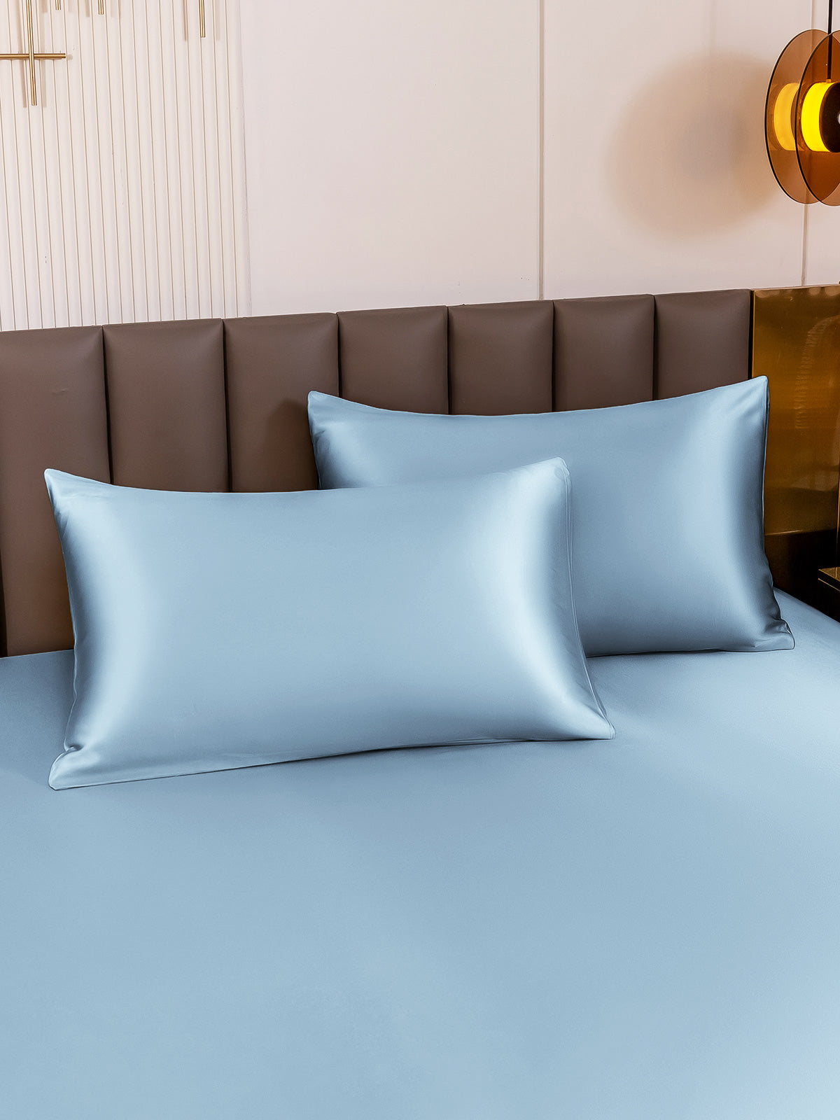 [Lyseblå] SilkSilky-DK 19Momme Pillowcase 003