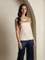 [Champagne] SilkSilky-DK Sleeveless Round Neck Camisole Top 001