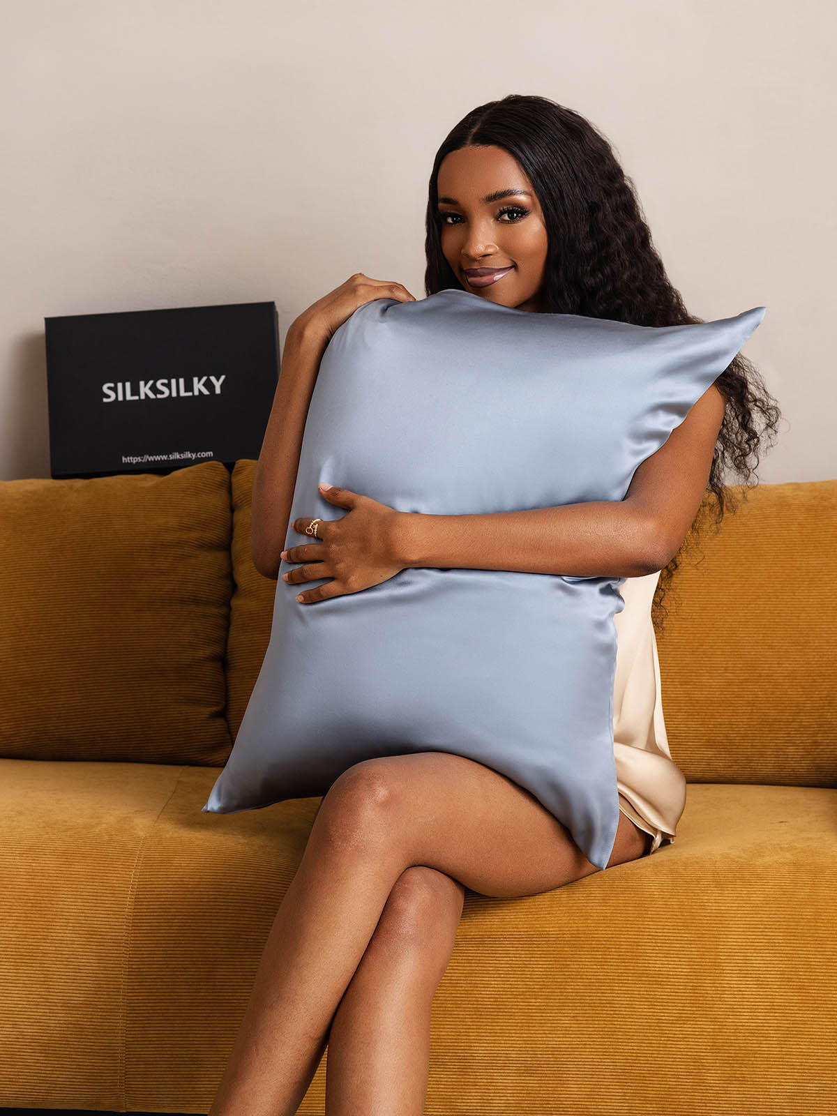 [Gråblå] SilkSilky-DK 19Momme Pillowcase 003