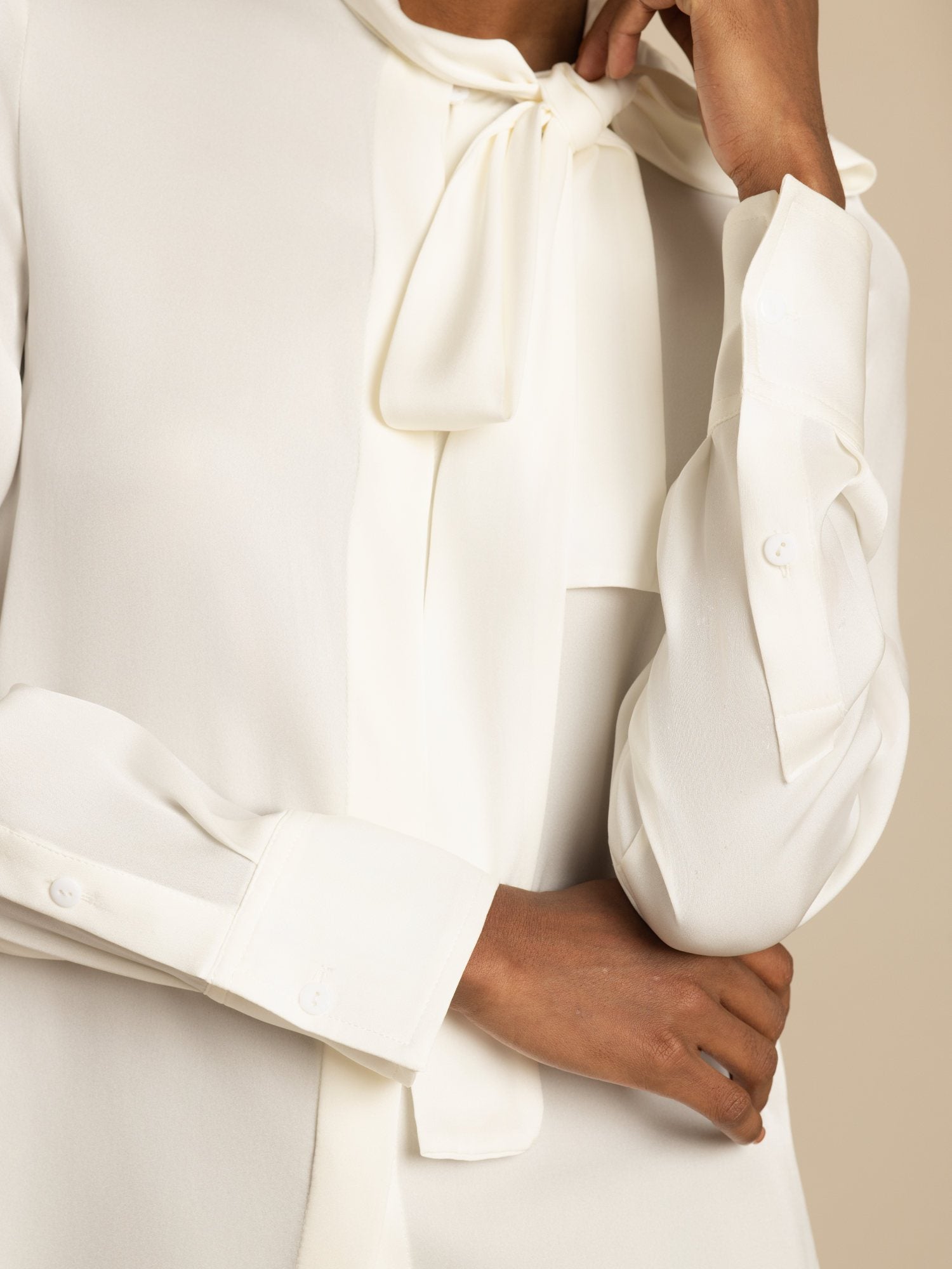 [Hvid] SilkSilky-DK 19Momme Blouse 005