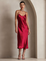 [Vin] SilkSilky-DK Sleeveless V Neck Kjole 004