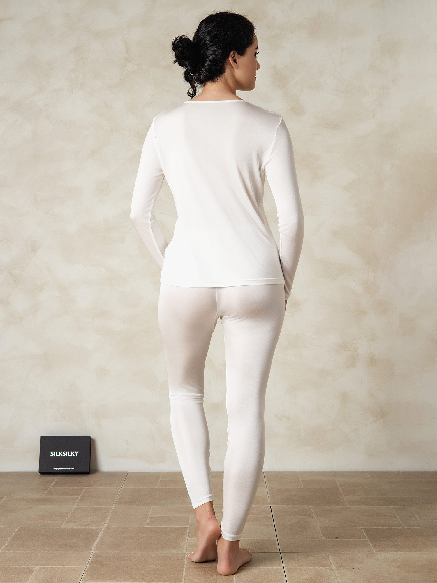[Hvid] SilkSilky-DK Silke Womens Pajamas 002