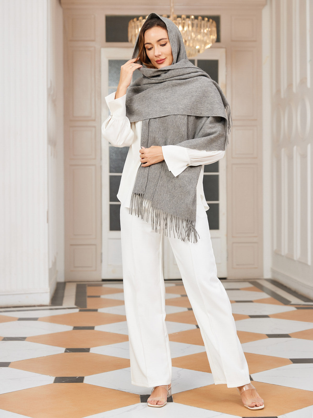 [Grå] SilkSilky-DK Scarf 003