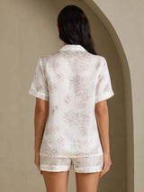 [Cremeblomster] SilkSilky-DK Short Sleeve Notch Collar Dame Pyjamas 002