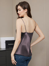 [Lilla Grå] SilkSilky-DK Spaghetti Strap V Neck Camisole Top 002
