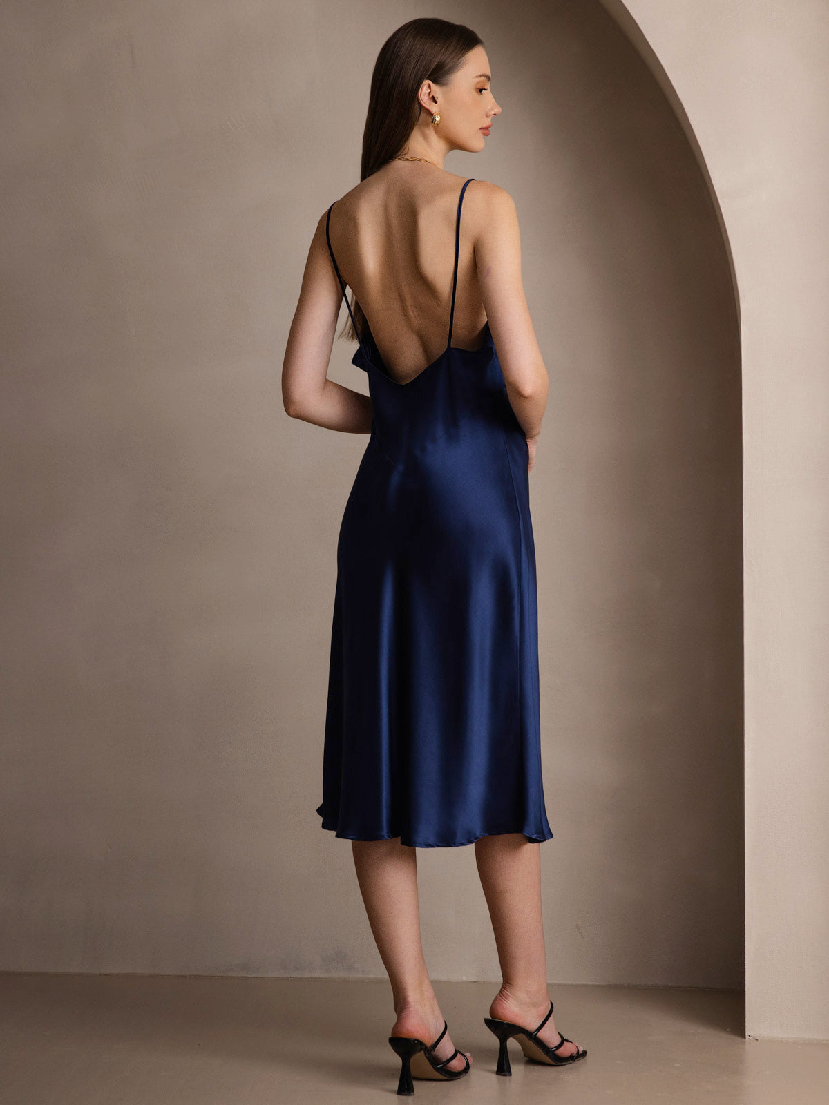 [Mørkeblå] SilkSilky-DK 19Momme Dress 002