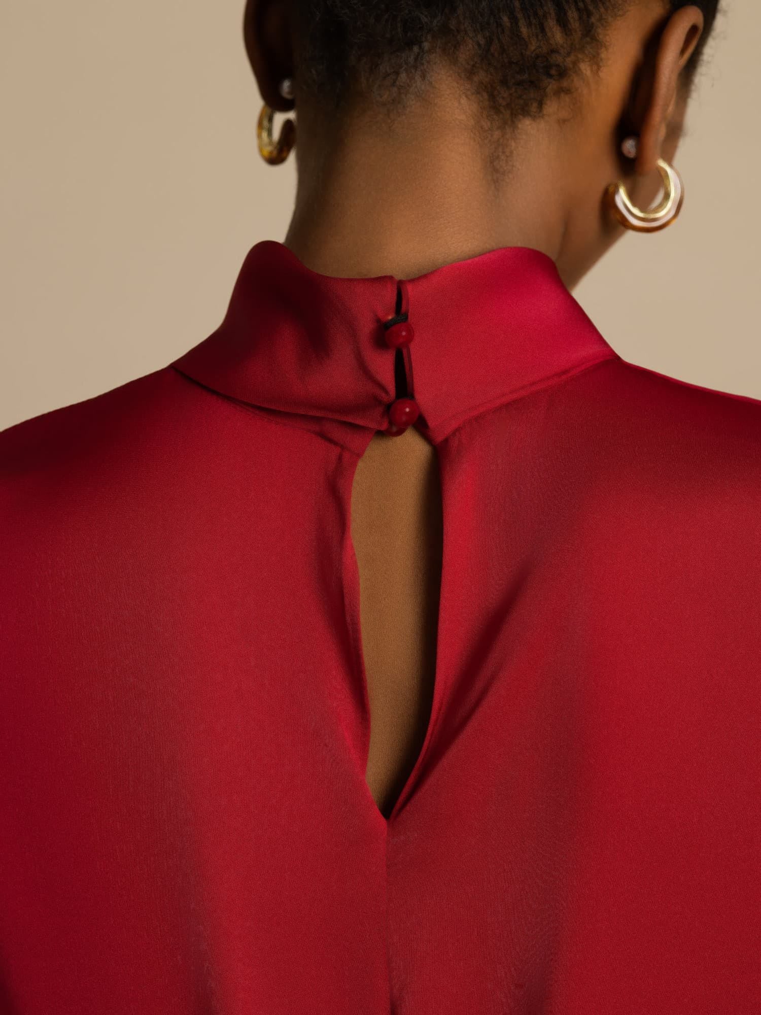 [Vin] SilkSilky-DK 19Momme Silke Langærmet Rullekrave T-shirt til kvinder 004