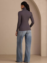 [Mørkegrå] SilkSilky-DK Long Sleeve Turtle Neck T-shirt til kvinder 002