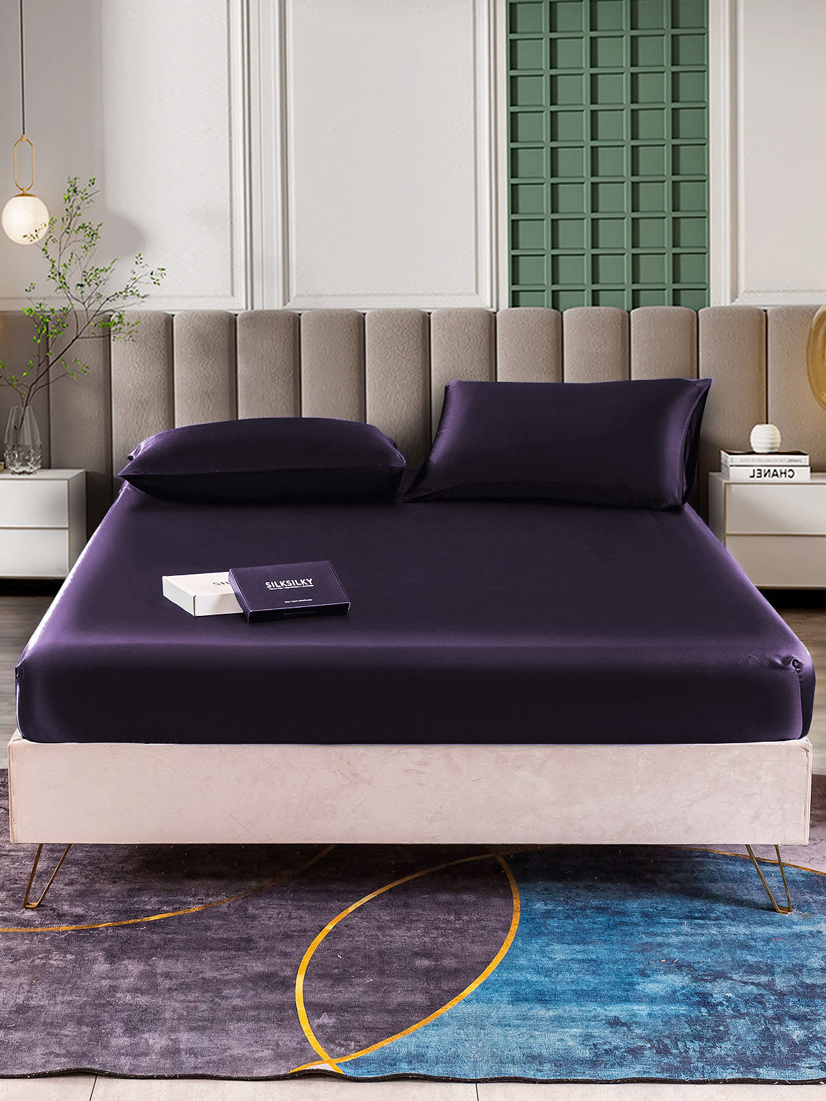 [Mørke Lilla] SilkSilky-DK 25Momme Bedding Set 002