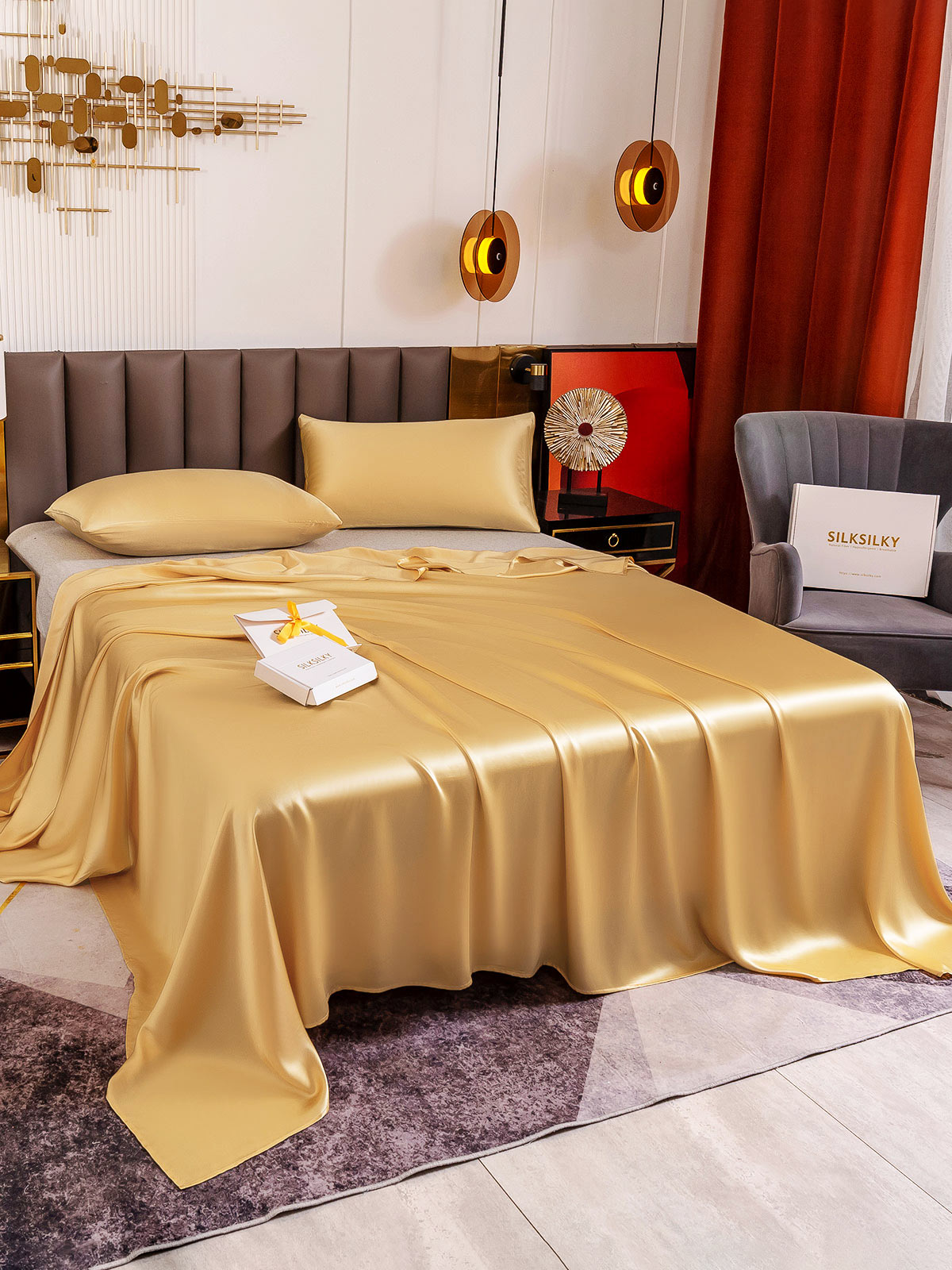 [Champagne] SilkSilky-DK 19Momme Bedding Set 004