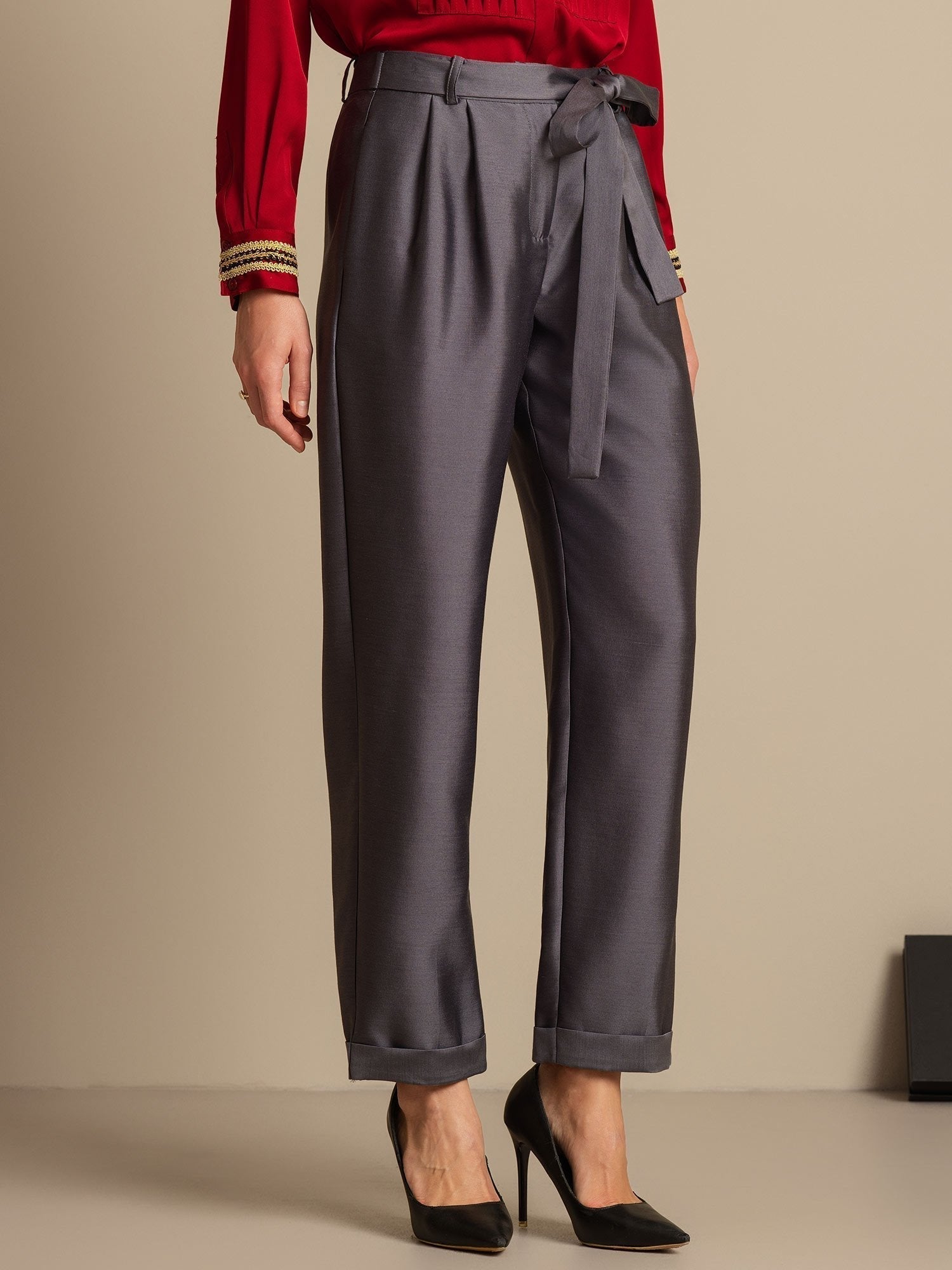 [Grå] SilkSilky-DK 32Momme Silke Womens Pants 003,