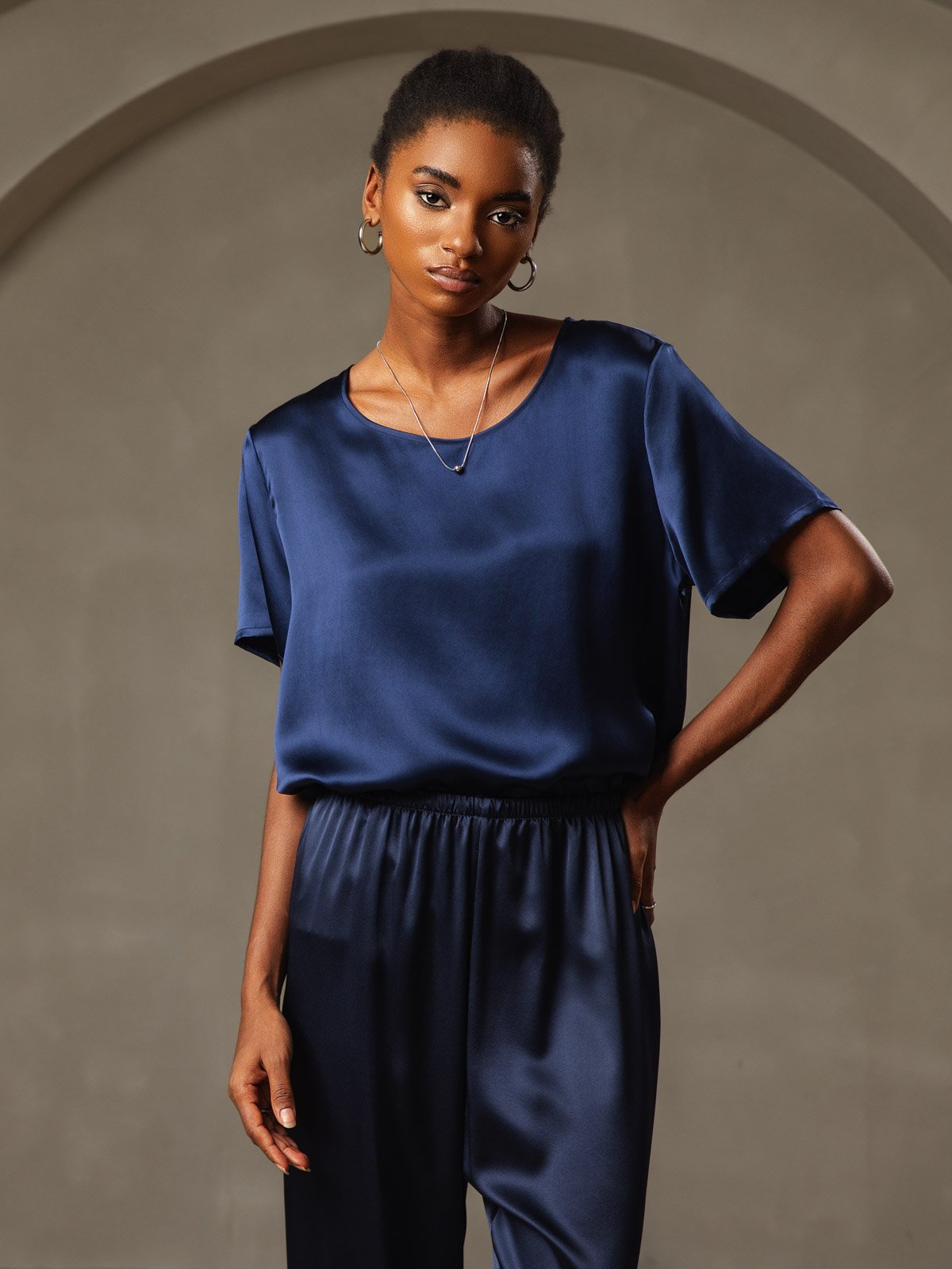 SilkSilky-DK Womens T-Shirt Mørkeblå 001