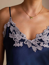 [Mørkeblå] SilkSilky-DK Sleeveless V Neck Camisole Top 005