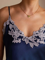 [Mørkeblå] SilkSilky-DK Sleeveless V Neck Camisole Top 005