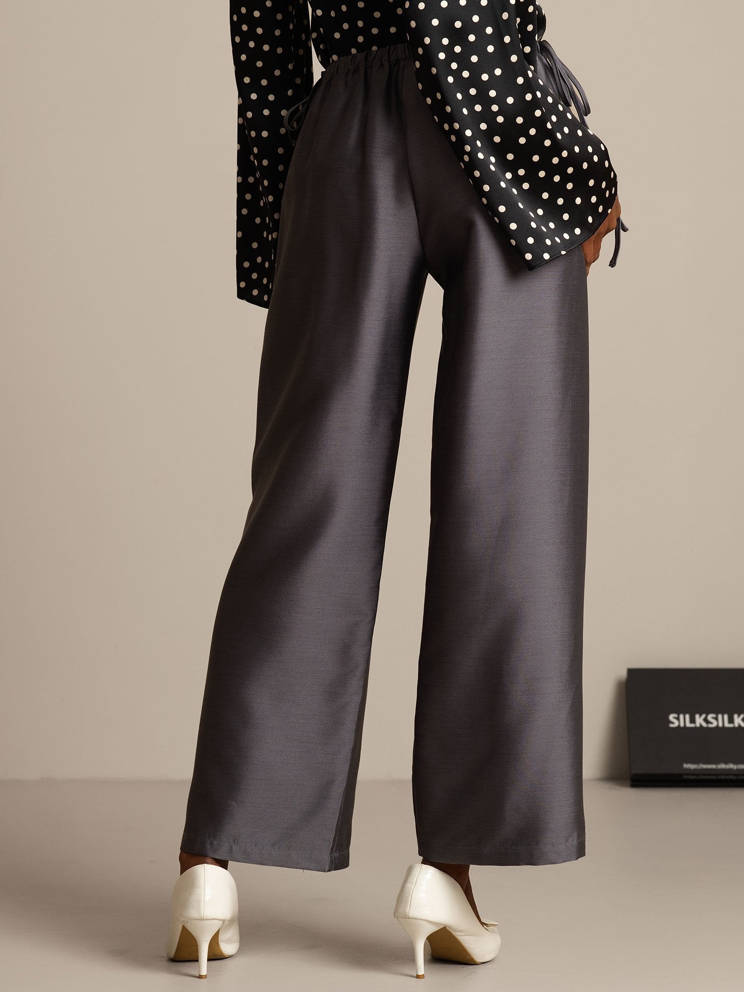 [Grå] SilkSilky-DK 32Momme Silke Womens Pants 002,