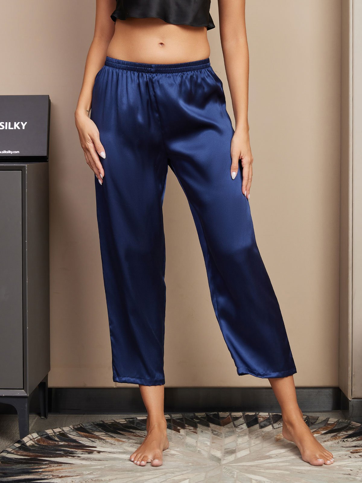 [Mørkeblå] SilkSilky-DK Womens Sleep Bottoms 003