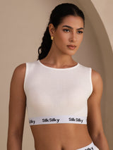 [Hvid] SilkSilky-DK Sleeveless Crew Neck Camisole Top 001