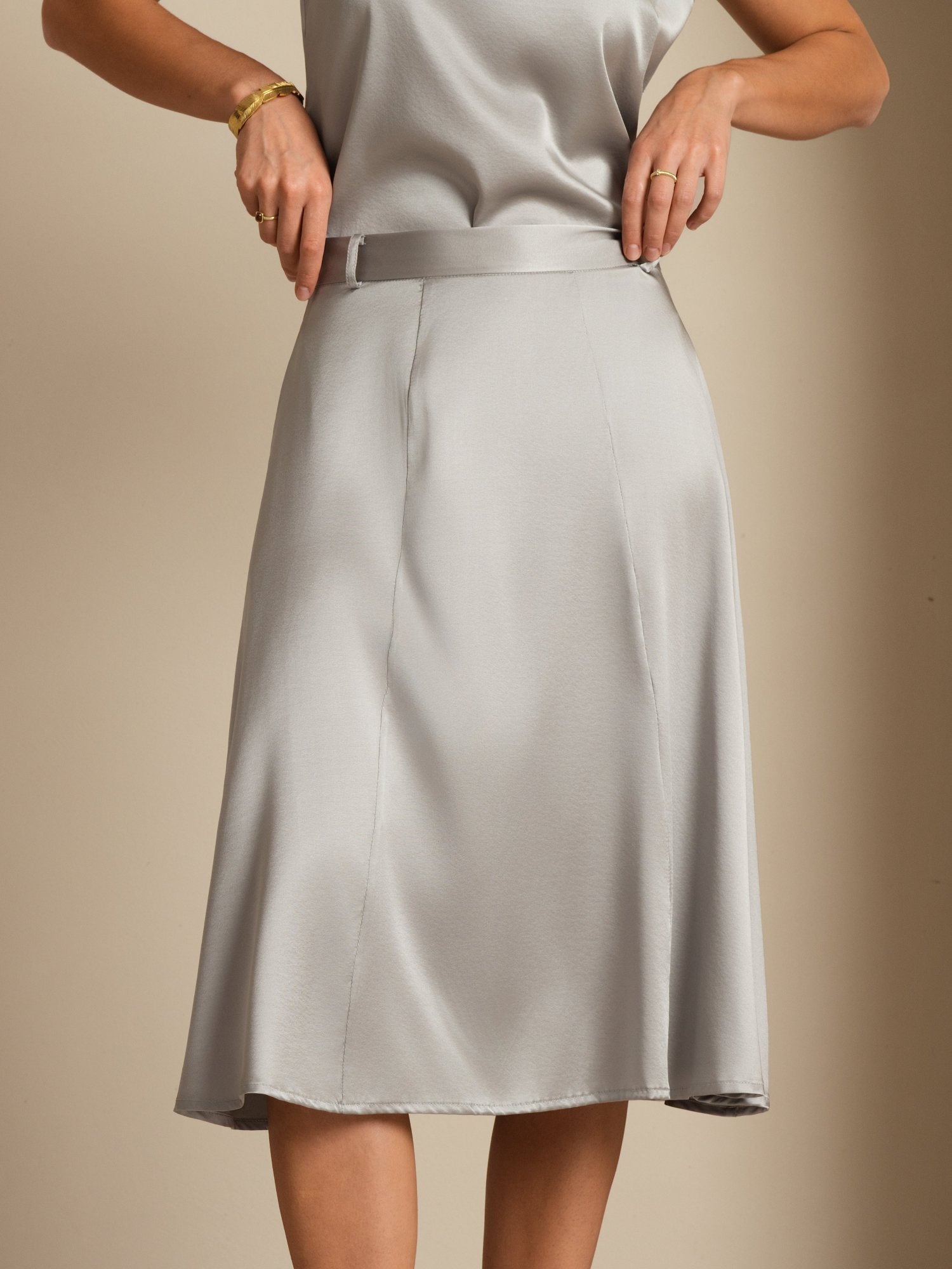 [GriffinGrå] SilkSilky-DK 19Momme Silke Skirt 004