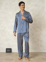 [Marine Stribe] SilkSilky-DK 19Momme Mens Pajamas 007,