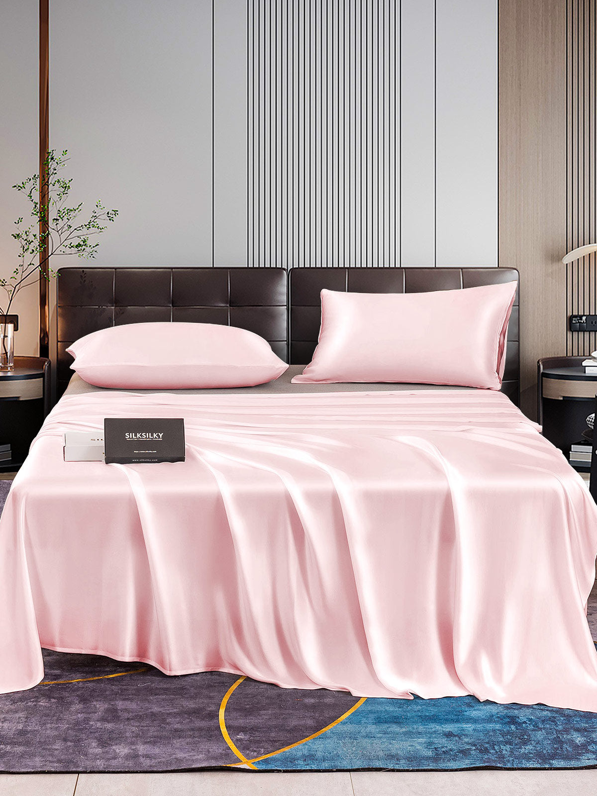 [Lyserød] SilkSilky-DK 22Momme Bedding Set 001