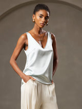 [Lyseblå] SilkSilky-DK Sleeveless V Neck Camisole Top 005