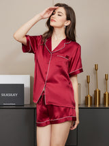 [Vin] SilkSilky-DK Short Sleeve Lapel Collar Dame Pyjamas 004