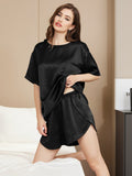 SilkSilky-DK-Pure-Silk-Short-Sleeve-Round-Neck-Dame-Pyjamas-Sort-003