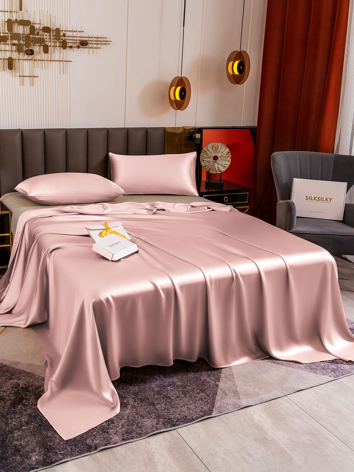 [Bleg Mauve] SilkSilky-DK 19Momme Bedding Set 004