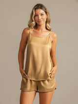 [Tan] SilkSilky-DK 19Momme Silke Spaghetti Rem Camisole Set 007