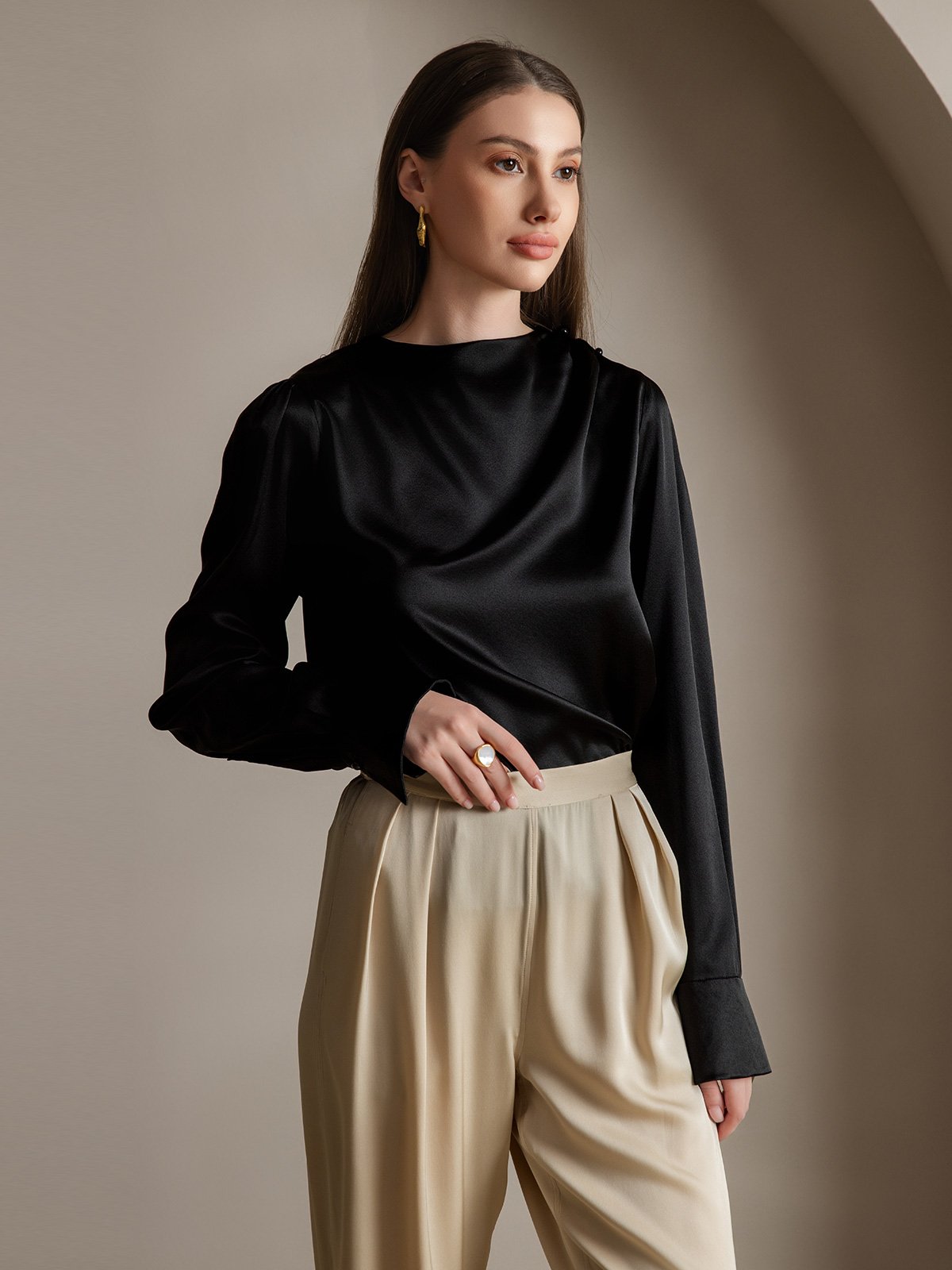 [Sort] SilkSilky-DK 19Momme Silke Womens Shirt 005