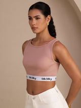 [Lyserød] SilkSilky-DK Sleeveless Crew Neck Camisole Top 005