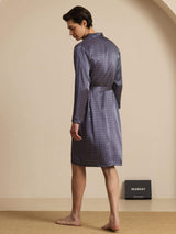 [Marine Ginkgo] SilkSilky-DK Long Sleeve V Neck Morgenkåbe til Mænd 002