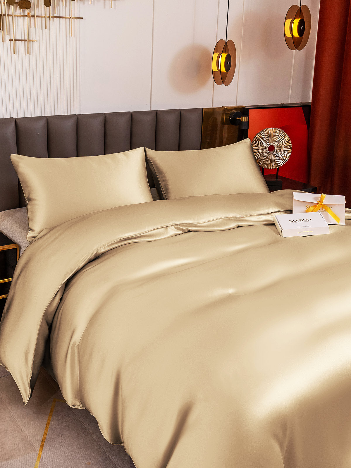 [Beige] SilkSilky-DK 19Momme Bedding Set 003