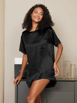 [Sort] SilkSilky-DK Short Sleeve Round Neck Dame Pyjamas 001