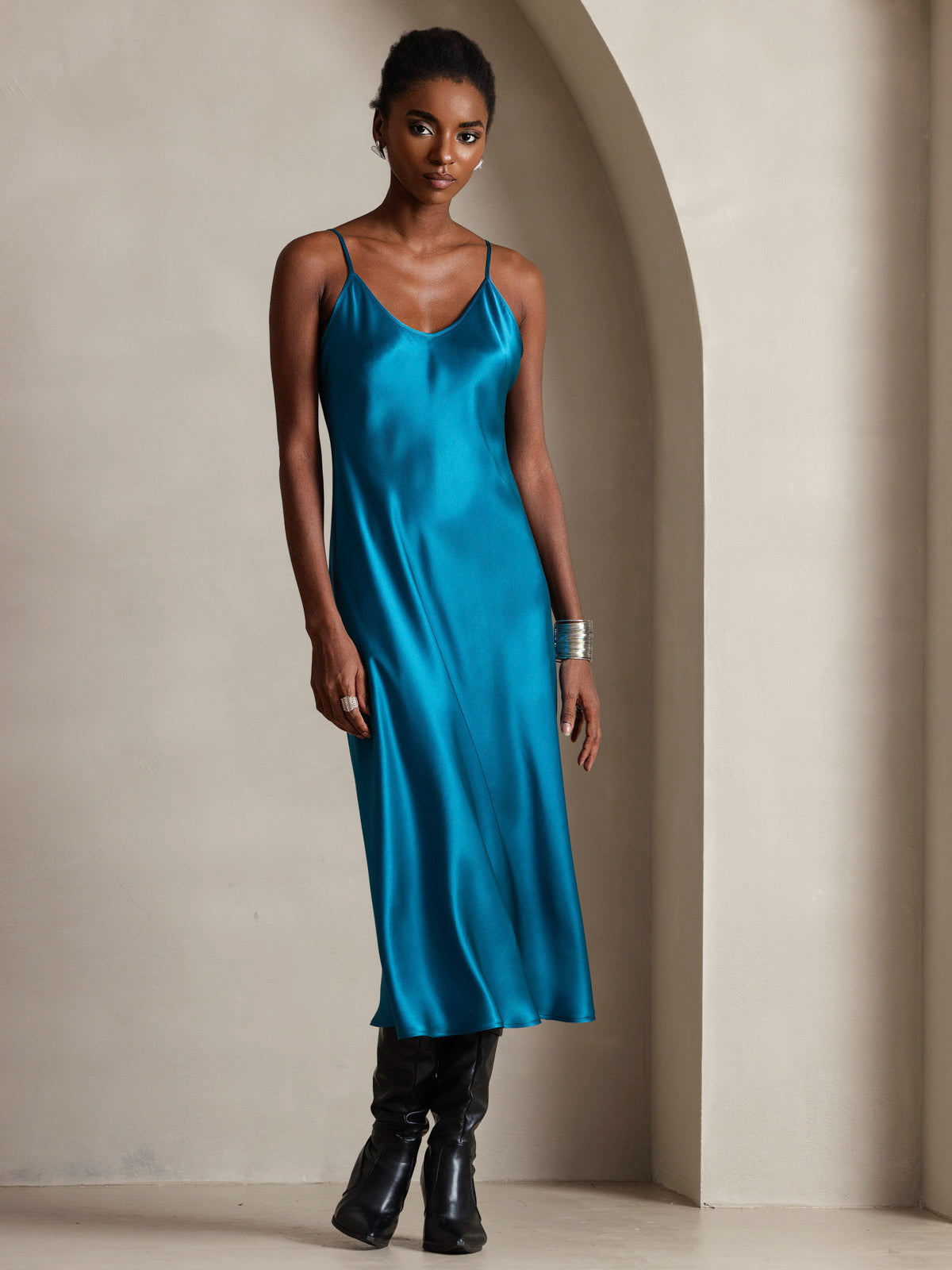 [Blågrøn] SilkSilky-DK Dress 001