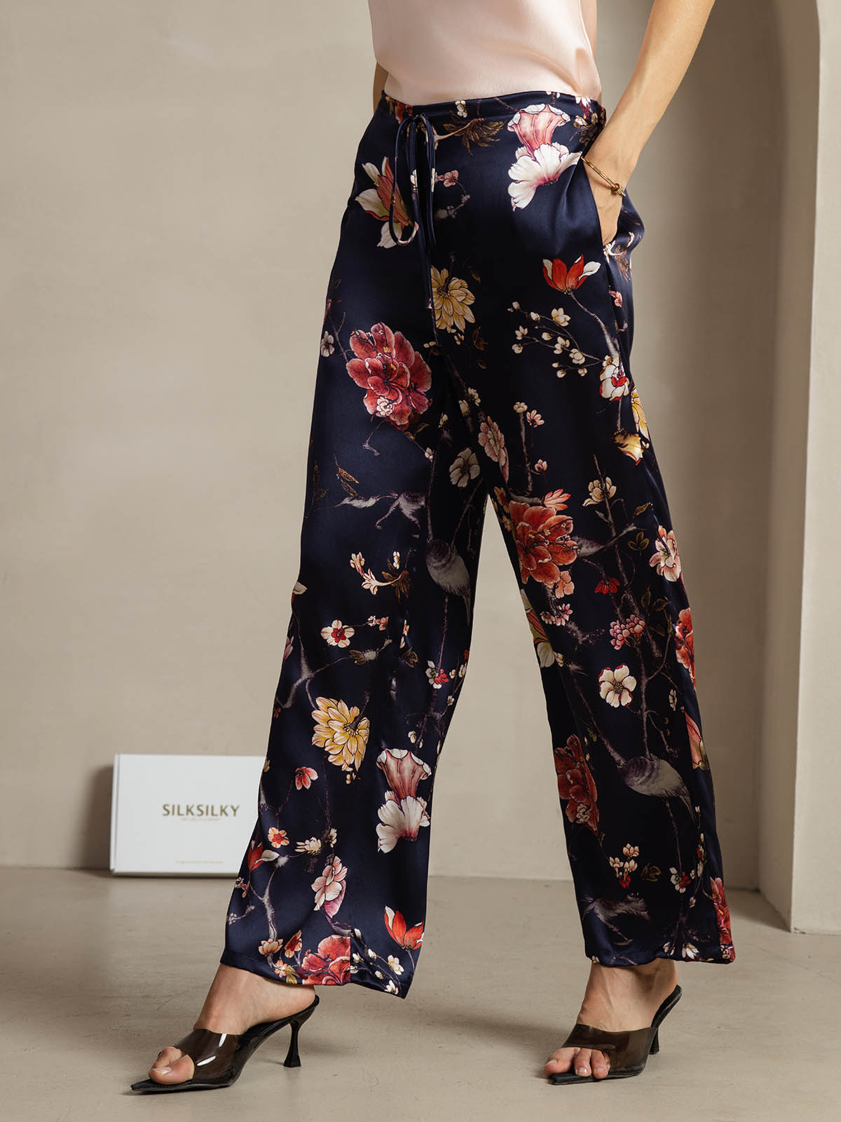[Marine Blomster] SilkSilky-DK 19Momme Silke Womens Pants 003