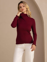 [Vin] SilkSilky-DK Long Sleeve Turtle Neck T-shirt til kvinder 004