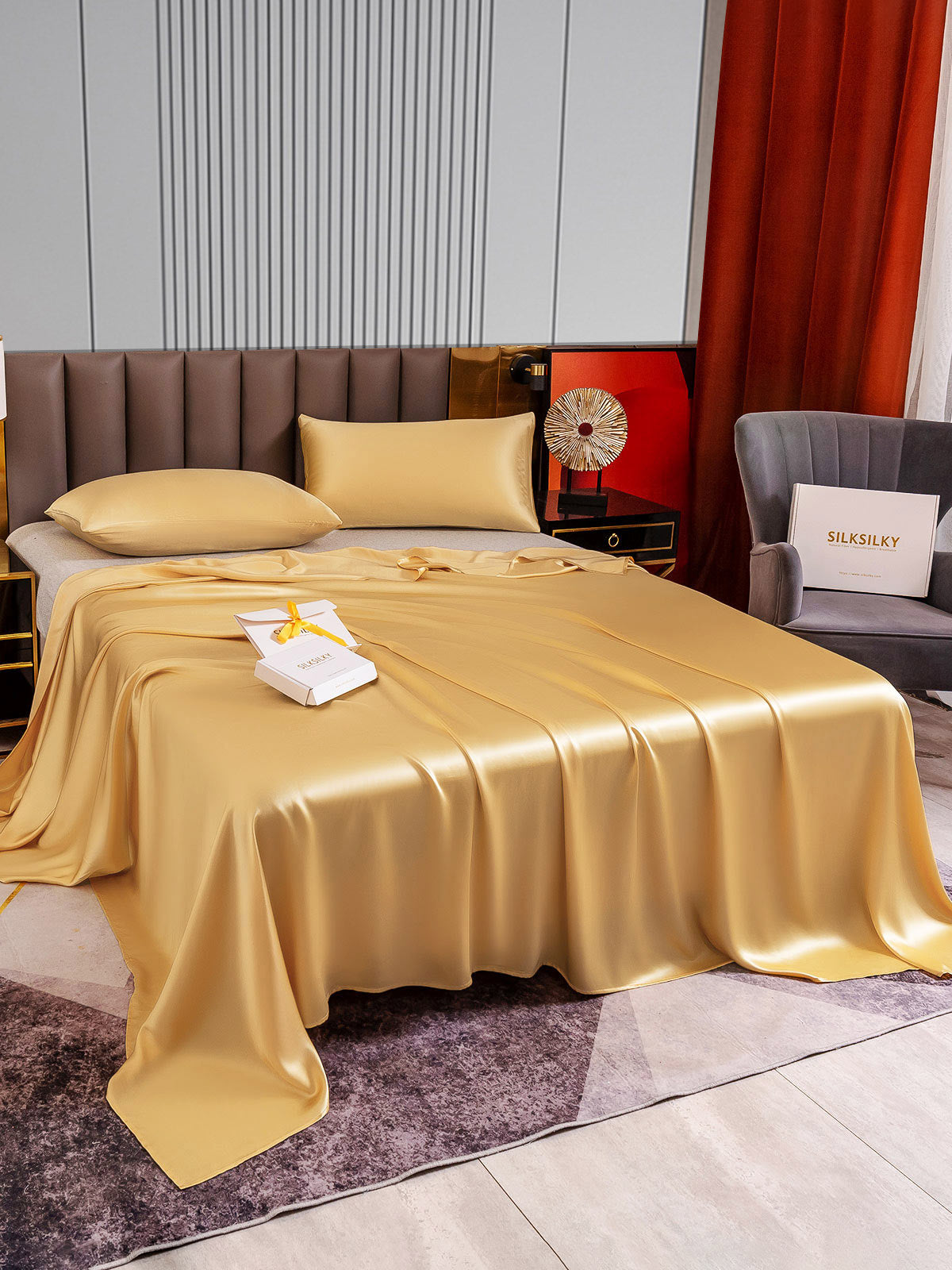 [Champagne] SilkSilky-DK 22Momme Bedding Set 004