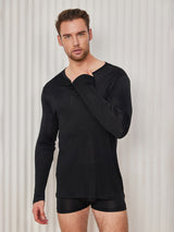 [Sort] SilkSilky-DK Long Sleeve Round Neck Herre T-shirt 005