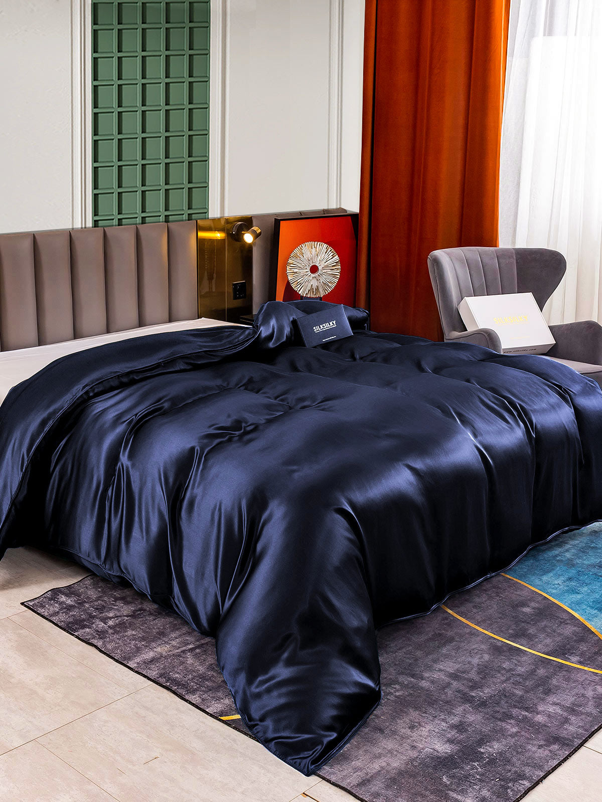 [Mørkeblå] SilkSilky-DK 25Momme Duvet Cover 002