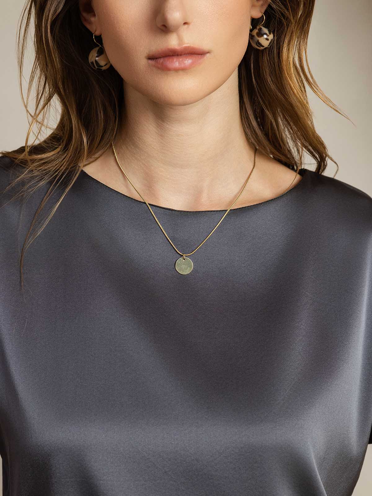 [Mørkegrå] SilkSilky-DK 19Momme Silke Womens T-Shirt 005