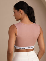 [Lyserød] SilkSilky-DK Sleeveless Crew Neck Camisole Top 002