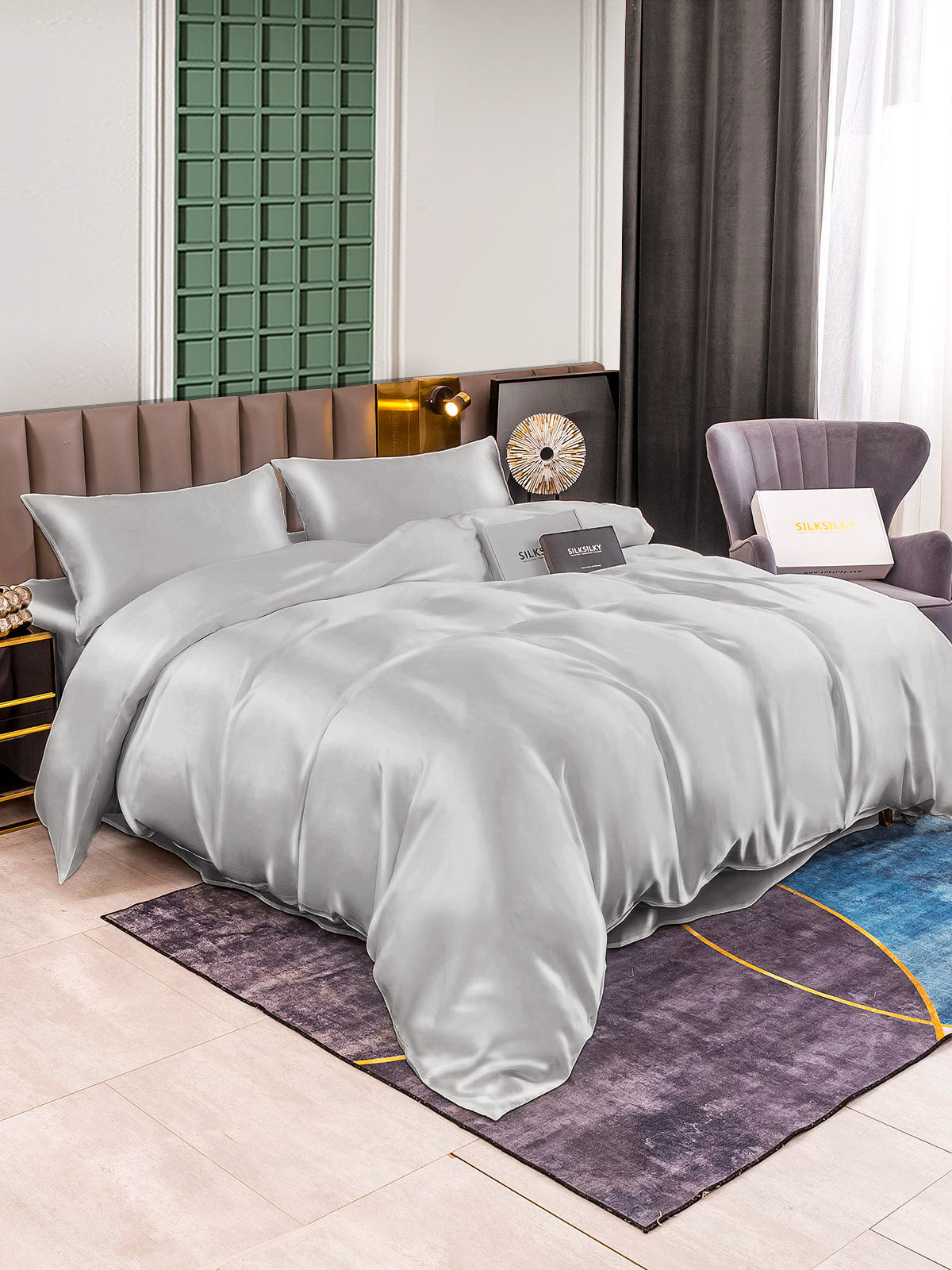 [Sølv] SilkSilky-DK 25Momme Bedding Set 001