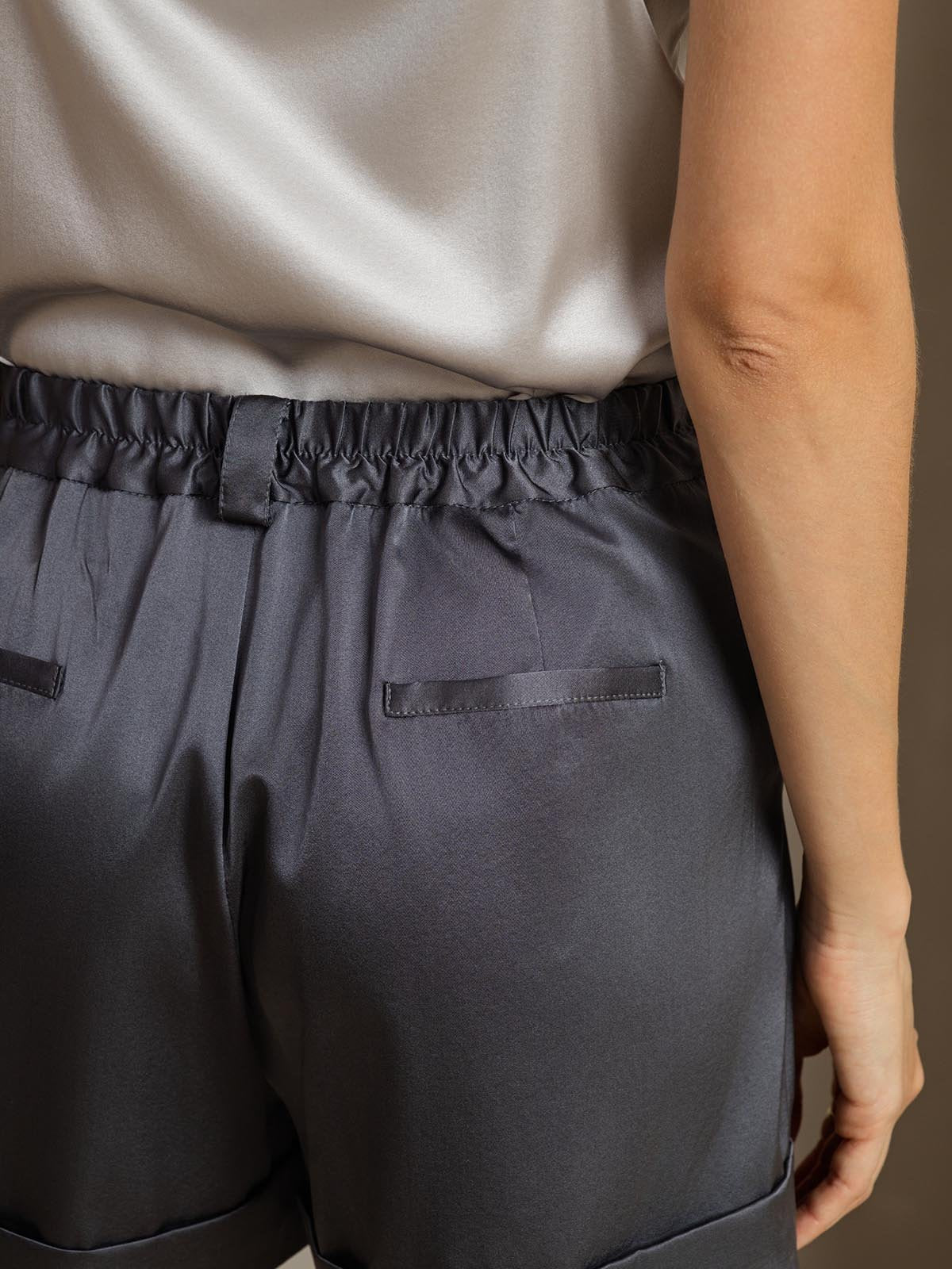 [Mørkegrå] SilkSilky-DK 19Momme Silke Womens Shorts 005,