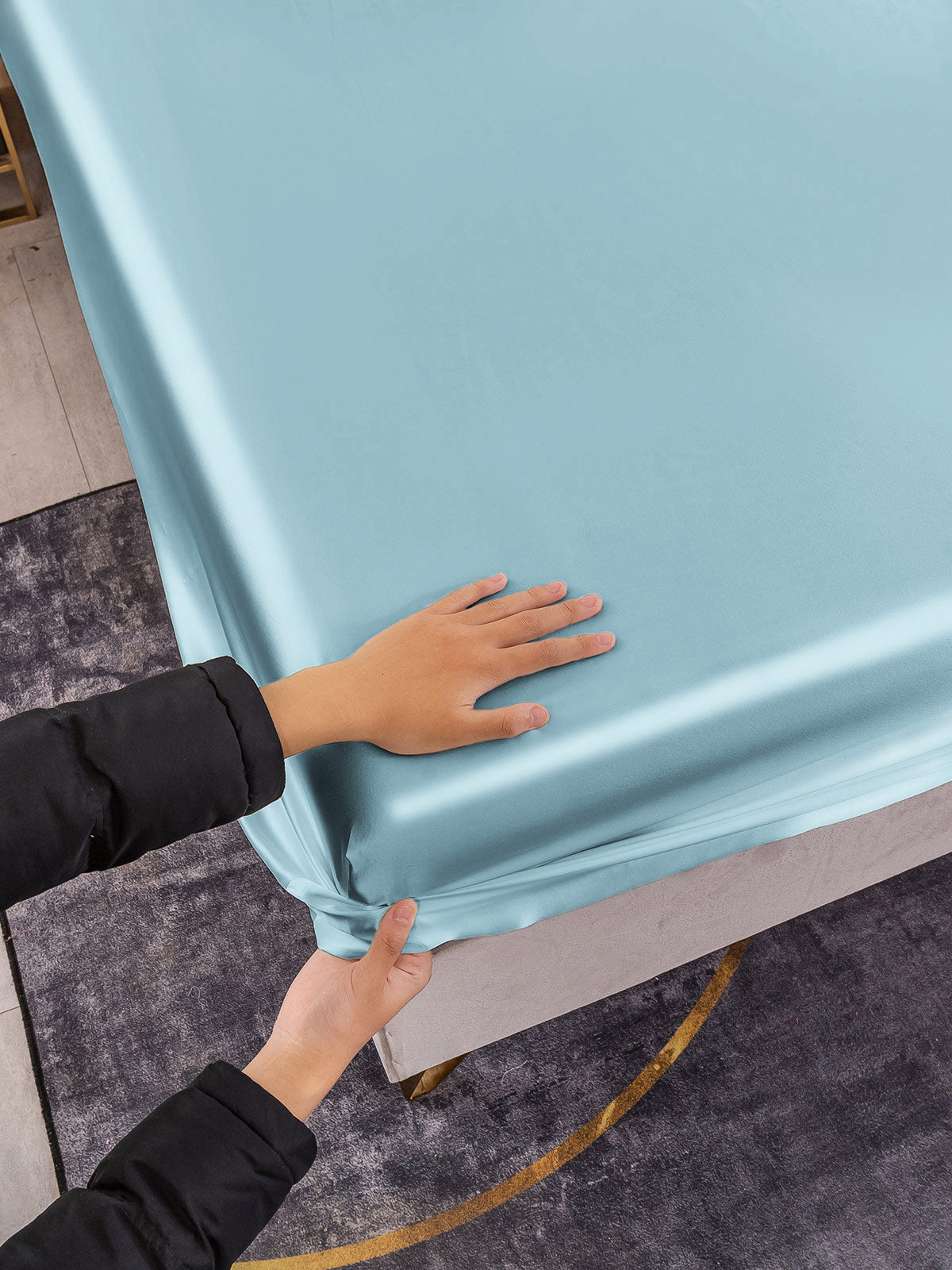 [Lyseblå] SilkSilky-DK 19Momme Sheet 004