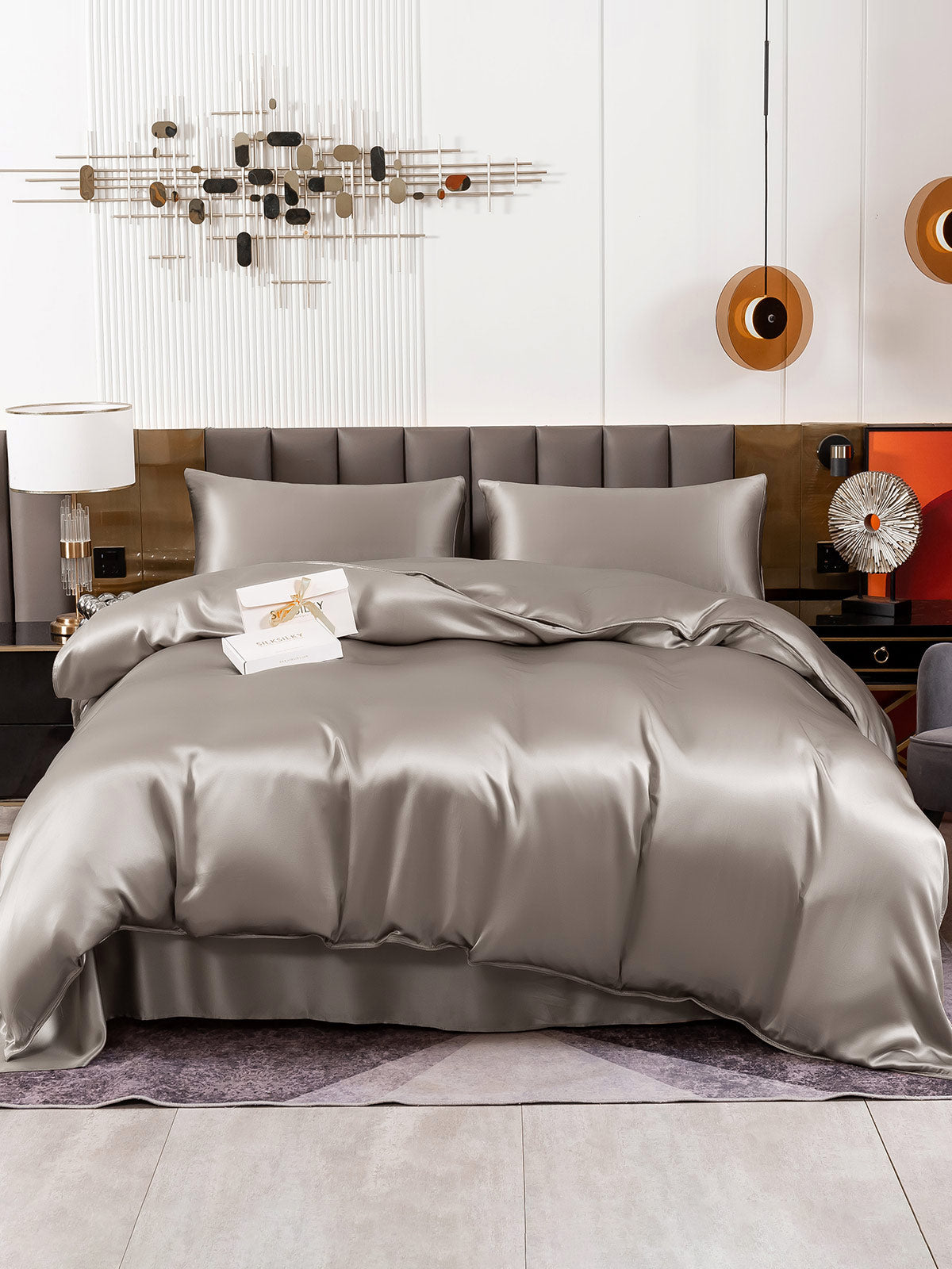 [Grå] SilkSilky-DK 19Momme Bedding Set 002