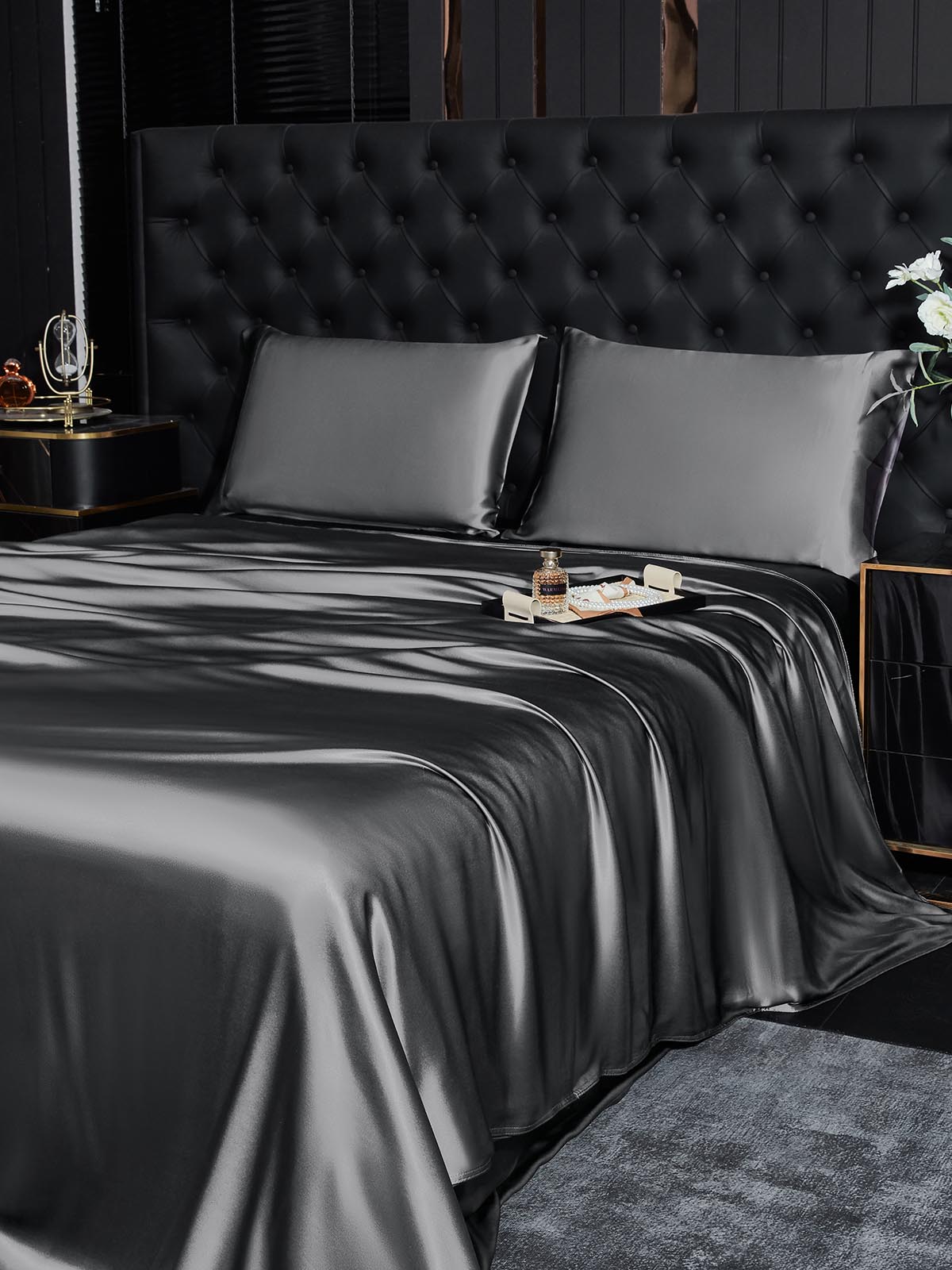 [Mørkegrå] SilkSilky-DK 19Momme Bedding Set 003