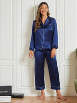[Mørkeblå] SilkSilky-DK Womens Pajamas 004