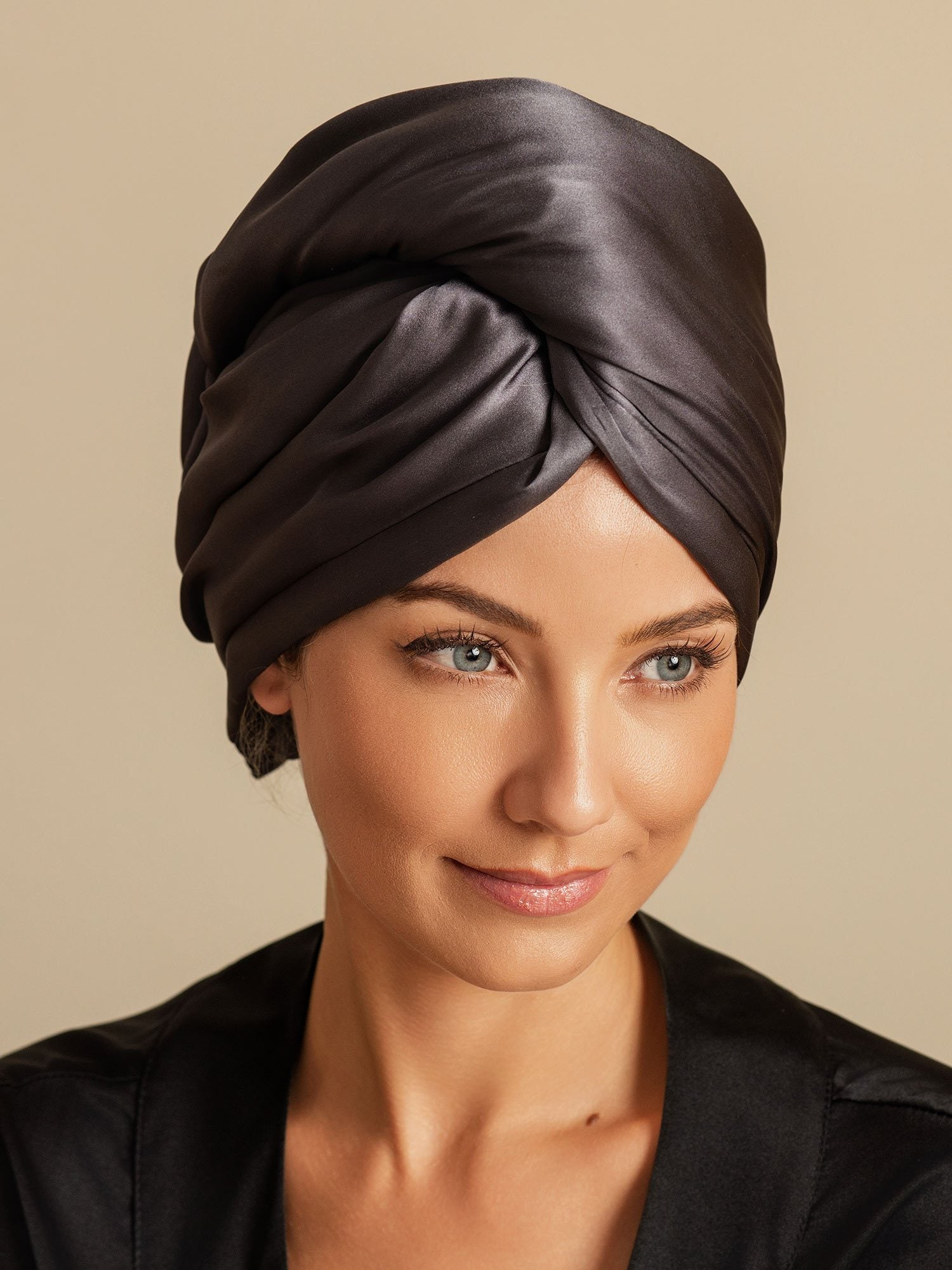 [Mørkegrå] SilkSilky-DK Silke Hair Towel Wrap 003,